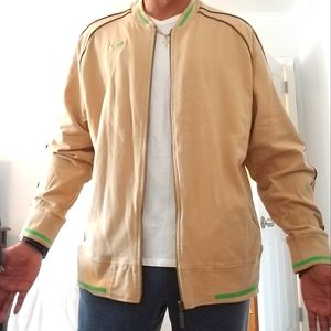 Rare Mens Puma khaki and neon green trim zipper sweatshirt. Retro, hard to find.